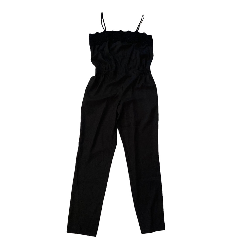 NWT Ann Taylor Black Lace Trim Cinched Jumpsuit